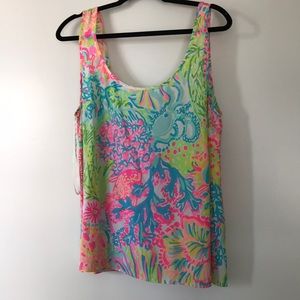 Lilly Pulitzer Cosmos Silk Shirt in Multi Lovers Coral